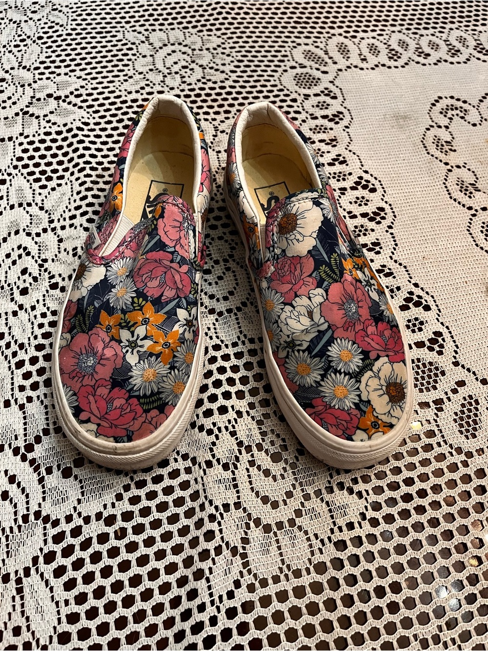 Vans Floral Slip-On Sneakers - Pink Navy Yellow White